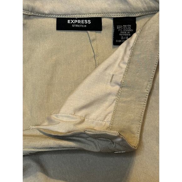 Express Stretch Khaki Dress Capri Pants Size 4 | 27W 18R | Tan Business Casual - Picture 7 of 7